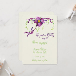 Engagement Watercolor Purple Floral Card