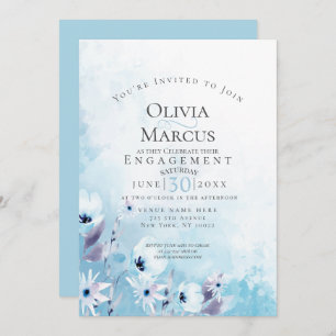 ENGAGEMENT   Watercolor Sky Blue Anemone Garden Invitation