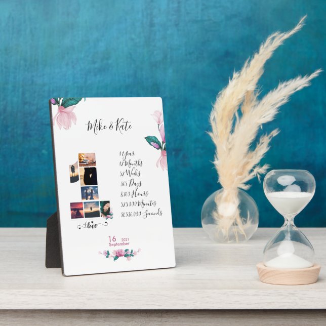 Engagement Wedding Anniversary collage Newlywed  Plaque (Side)