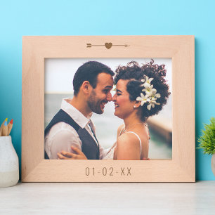 Engagement/Wedding Date Heart Arrow Horizontal Etched Frames