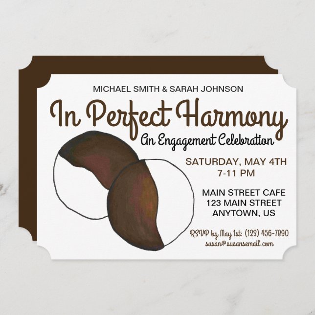 Engagement Wedding Party NYC Black White Cookie Invitation (Front/Back)