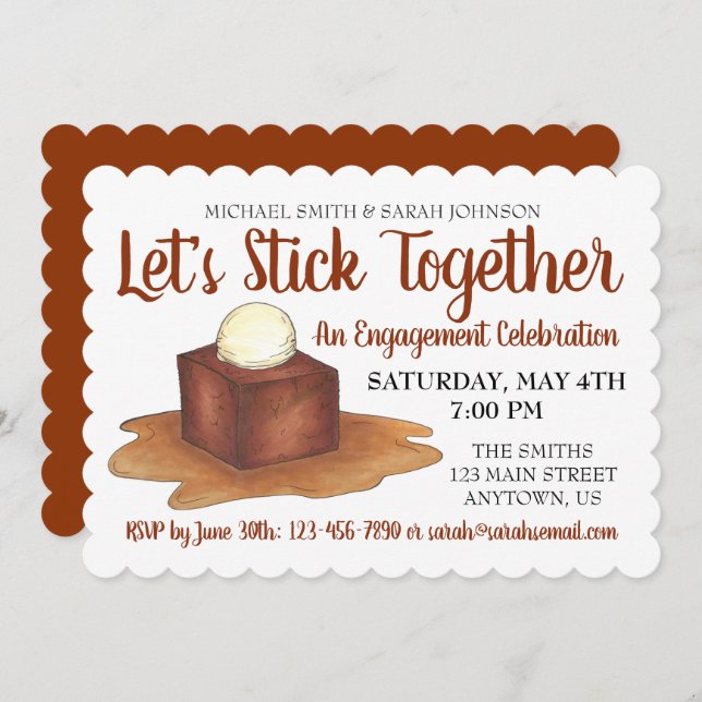 Engagement Wedding Party Sticky Toffee Pudding Invitation (Front/Back)