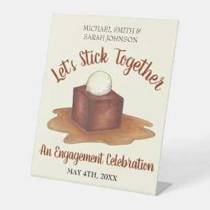 Engagement Wedding Party Sticky Toffee Pudding Pedestal Sign