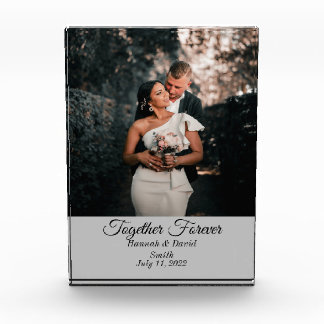 Engagement Wedding Photo and Name Block Grey