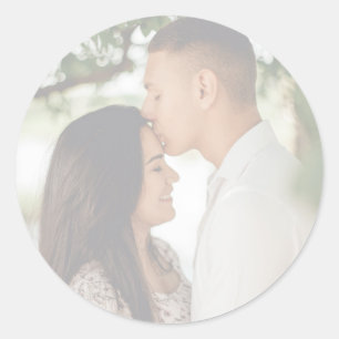Engagement Wedding Photo Envelope  Classic Round Sticker