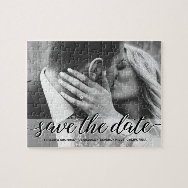 Engagement Wedding Photo Save the date Jigsaw Puzzle (Horizontal)
