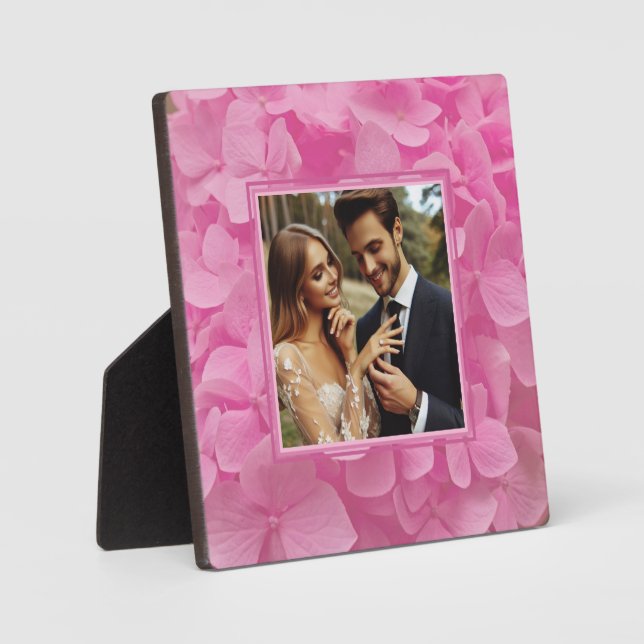 Engagement & Wedding Pink Floral Photo Plaque (Front)