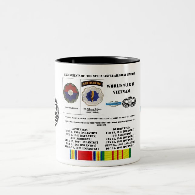 Engagements of the 9th Infantry/Airborne Division Two-Tone Coffee Mug (Center)