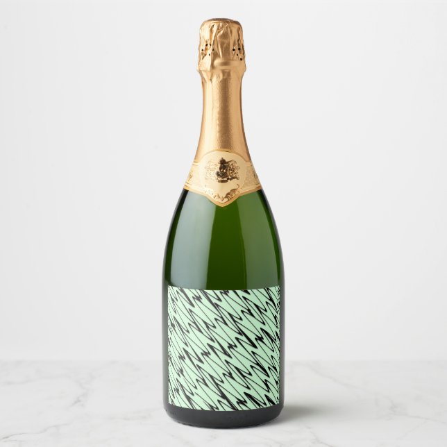 Engaging Mint Green Dynamic Celebration Sparkling Wine Label (Front)