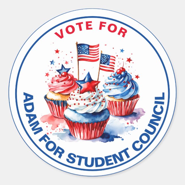 Engaging Vote for Class President: cupcake Classic Round Sticker (Front)