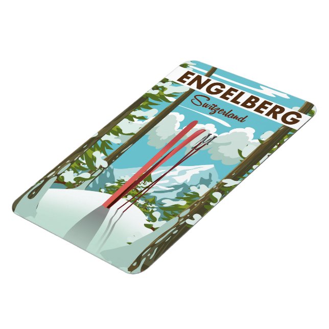 Engelberg Switzerland ski poster  Magnet (Left Side)