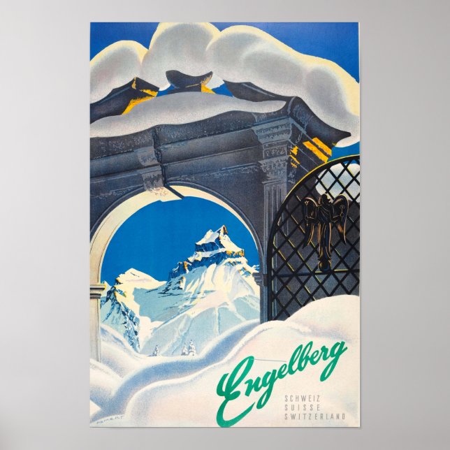  Engelberg Switzerland Vintage Travel Poster (Front)