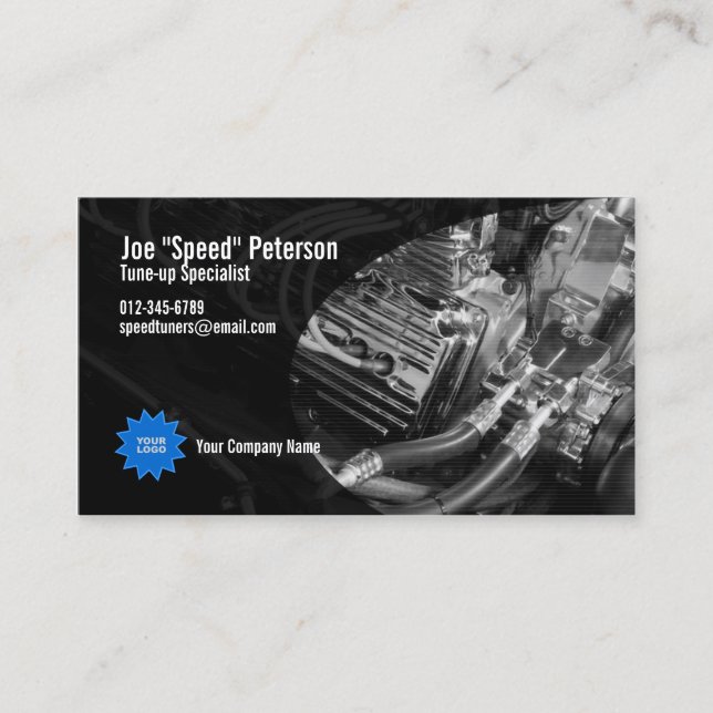 Engine Blue Car Service Business Card (Front)