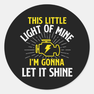 Engine Control Light - Car Guy Auto Mechanic Classic Round Sticker