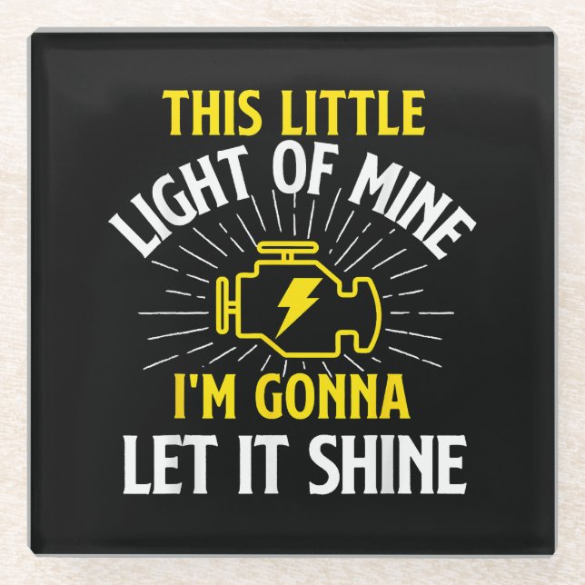 Engine Control Light - Car Guy Auto Mechanic Glass Coaster (Front)