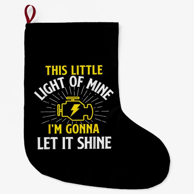 Engine Control Light - Car Guy Auto Mechanic Large Christmas Stocking (Front)