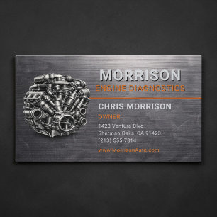 Engine Diagnostics Auto Motor Metallic Business Card