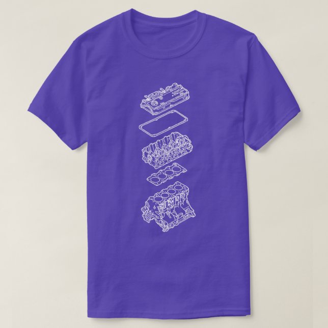 Engine Drawing Blueprint  T-Shirt (Design Front)