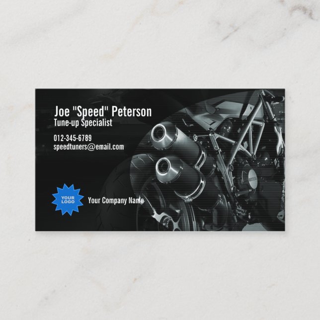 Engine Grey Motorcycle 2 Service Business Card (Front)