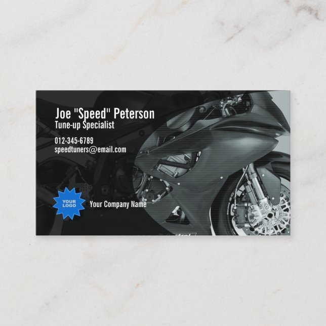 Engine Grey Motorcycle 4 Service Business Card (Front)