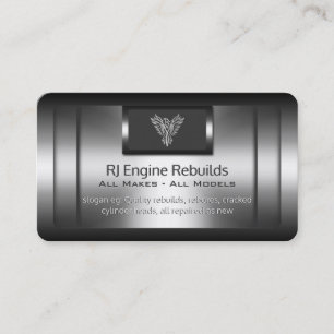 Engine Rebuilds - faux metal, silver phoenix Business Card