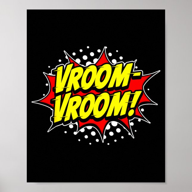Engine revving vroom-vroom! comic onomatopoeia poster (Front)