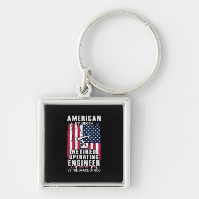 Engineer American Retired Operating Engineer Key Ring (Front)