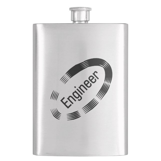 Engineer Black Oval  Hip Flask (Front)