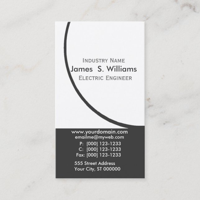 Engineer Black White Minimalist Abstract Modern Business Card (Front)