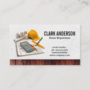 Engineer Blue Prints Tool Equipment Builder Business Card