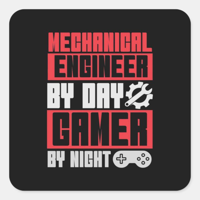 Engineer By Day Gamer By Night Square Sticker (Front)