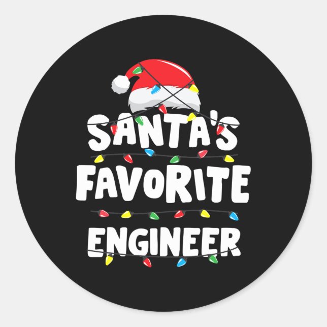 Engineer Christmas Santa's Favourite Funny Gift Xm Classic Round Sticker (Front)