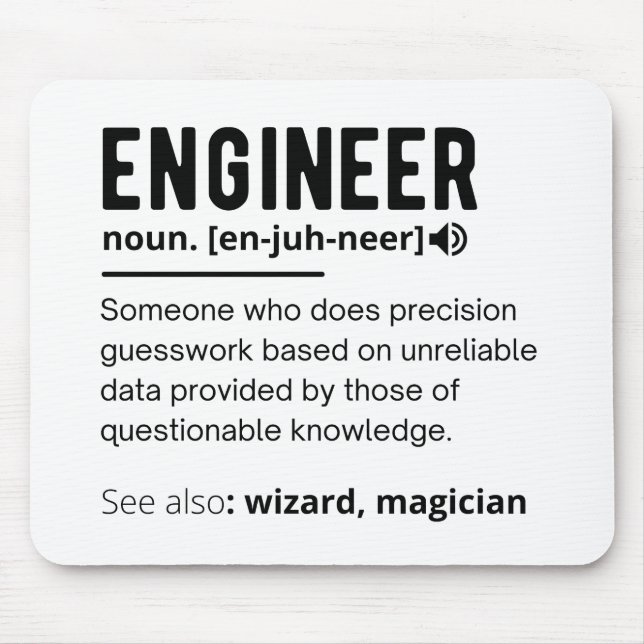 Engineer Definition Engineering Gift Mouse Pad (Front)