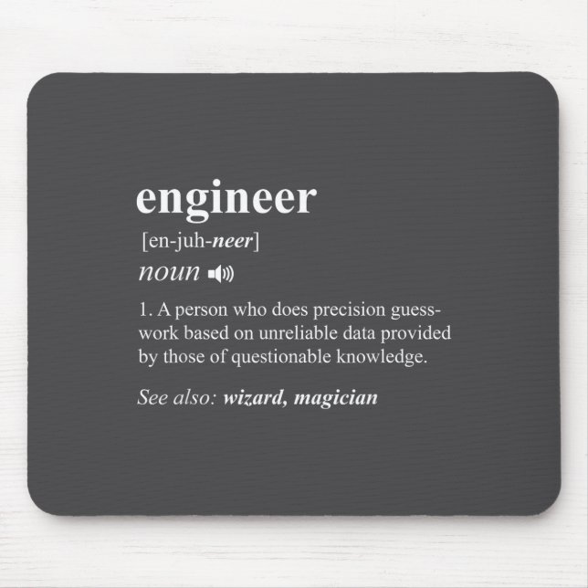 Engineer Definition Funny Engineering Mechanical C Mouse Pad (Front)