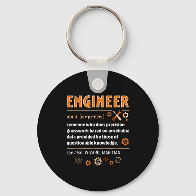 Engineer Definition Funny Engineering Nerdy Scienc Key Ring (Front)
