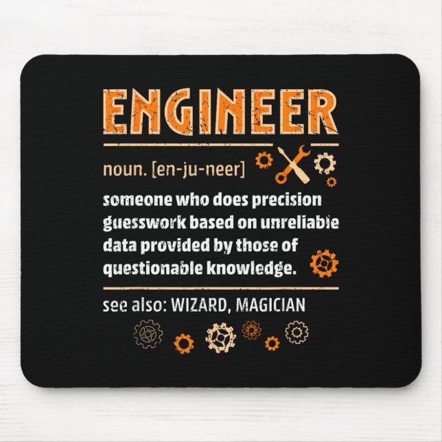 Engineer Definition Funny Engineering Nerdy Scienc Mouse Pad (Front)