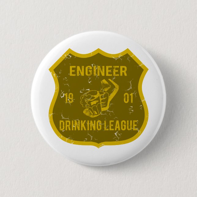 Engineer Drinking League 6 Cm Round Badge (Front)