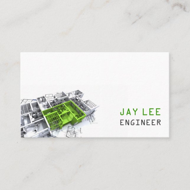 Engineer, Engineering, Architect, Builder Business Card (Front)