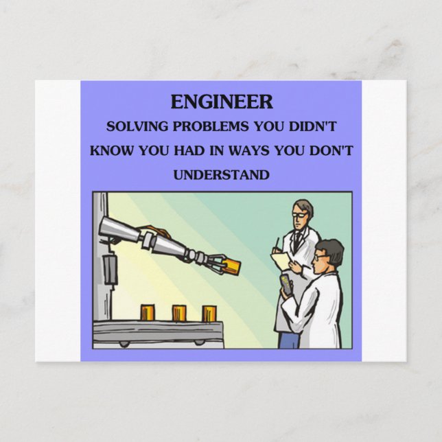 engineer engineering joke postcard (Front)