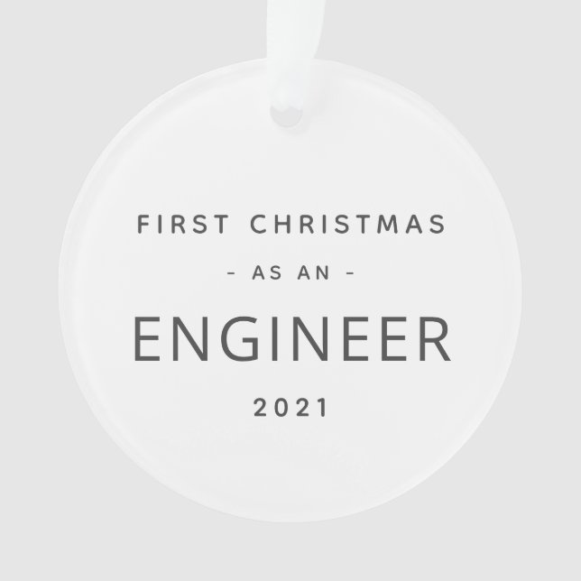 Engineer First Christmas Modern Custom Holiday Ornament (Front)