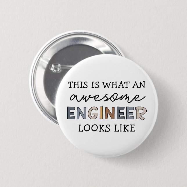 Engineer Funny Awesome Engineer | Engineering 6 Cm Round Badge (Front & Back)