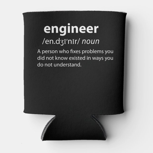 Engineer Funny Dictionary Definition Can Cooler (Front)