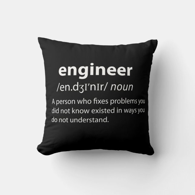Engineer Funny Dictionary Definition Cushion (Front)