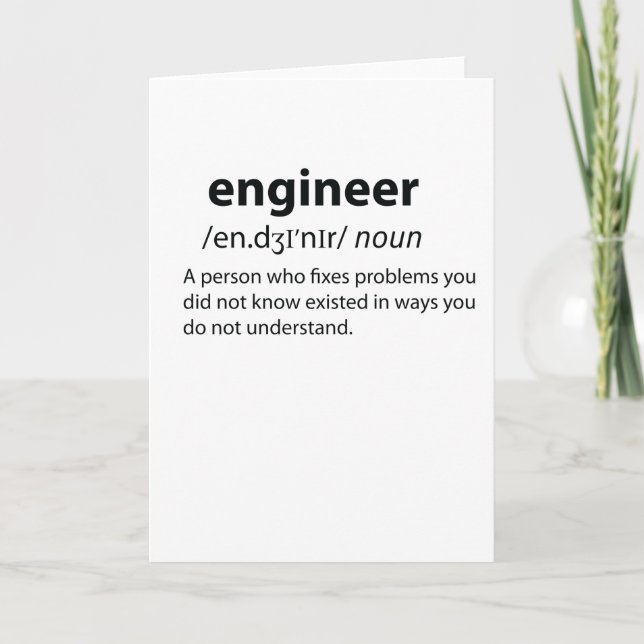 Engineer Funny Dictionary Definition Holiday Card (Front)