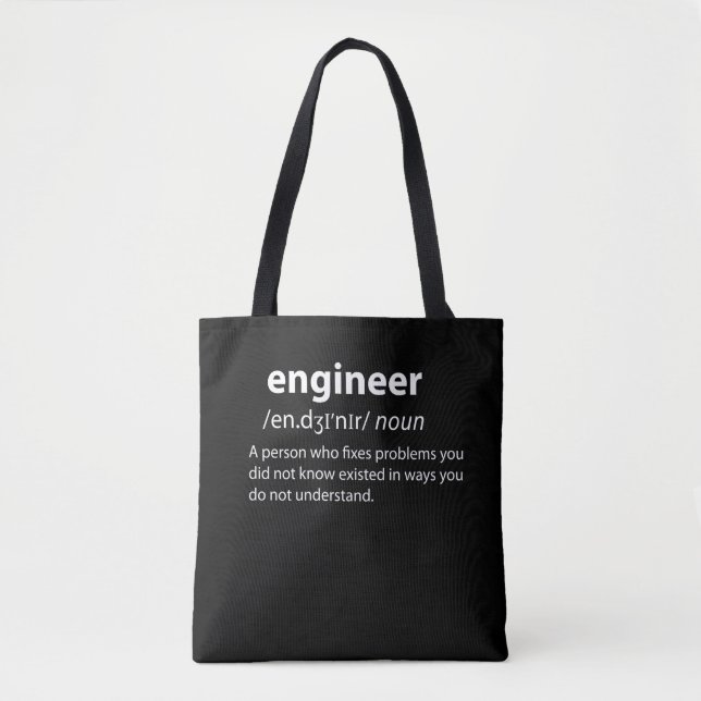 Engineer Funny Dictionary Definition Tote Bag (Front)