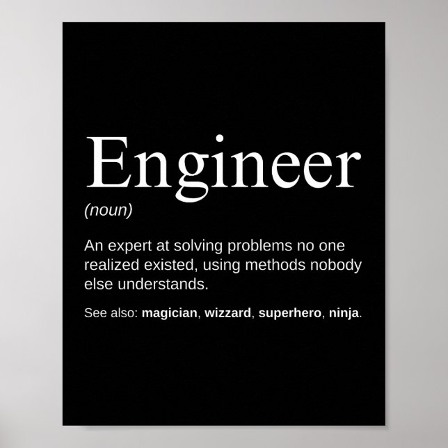 Engineer Funny Work Definition Poster (Front)