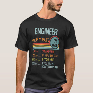 Engineer Hourly Rate T-Shirt Retro Job Title