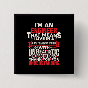 Engineer I Am An Engineer 15 Cm Square Badge