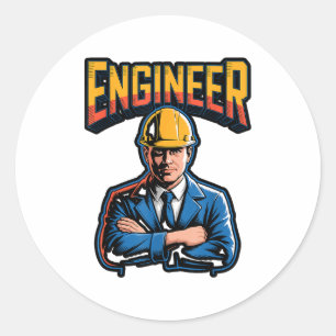 Engineer In Greek Letters Stem Nerd Humor Classic Round Sticker