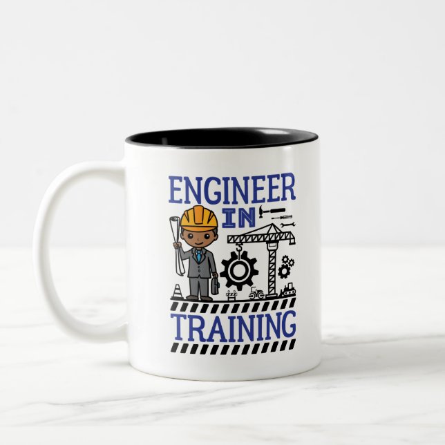 Engineer In Training African American Men Boys Two-Tone Coffee Mug (Left)